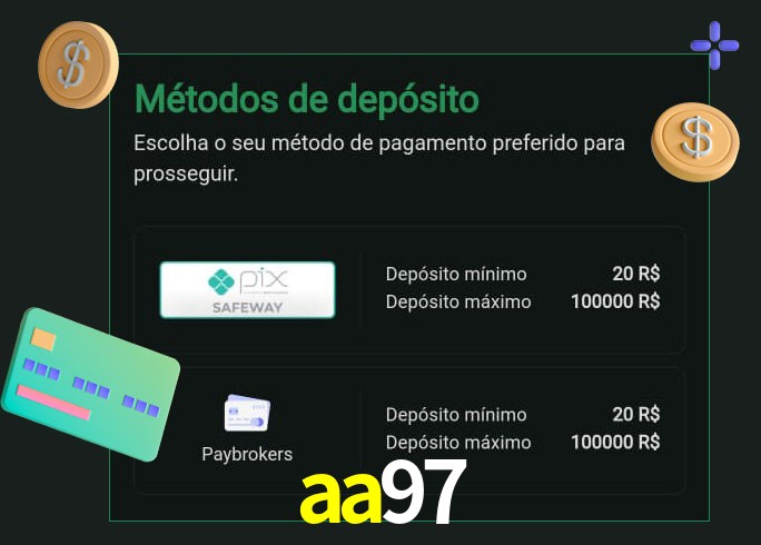 O cassino aa97 oferece uma grande variedade de métodos de pagamento